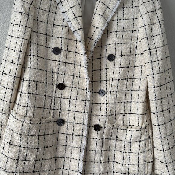 Rebecca Taylor Women’s ivory cream Plaid Tweed Blazer  6‎ - Picture 2 of 15